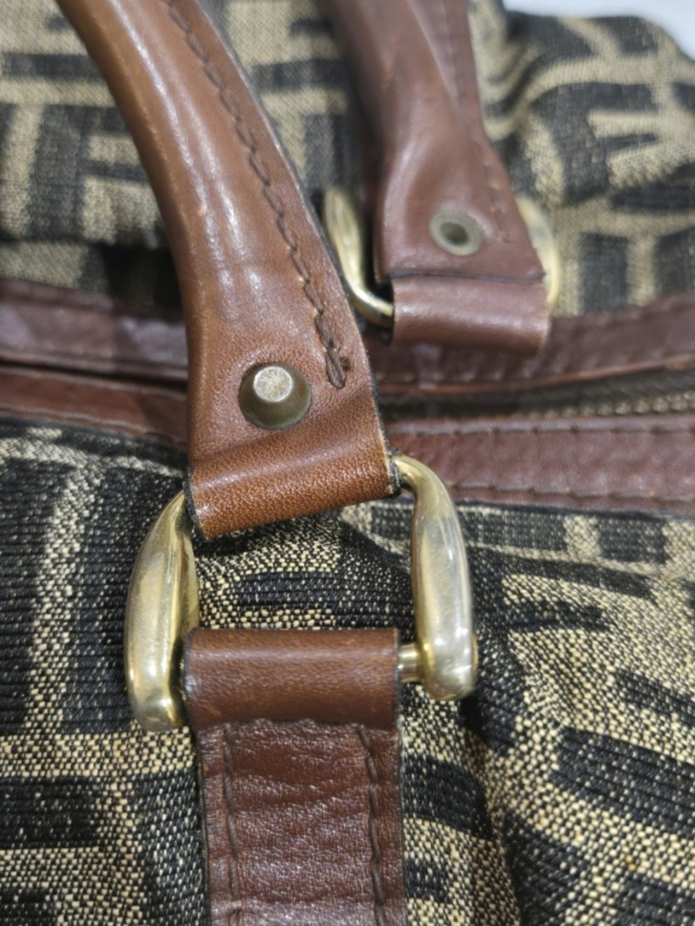 Authentic Fendi Zucca FF Monogram Canvas & Leather Boston Bag – Vintage - Picture 8 of 16